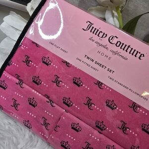 Juicy Couture Twin  Hot pink Crown Sheet set new